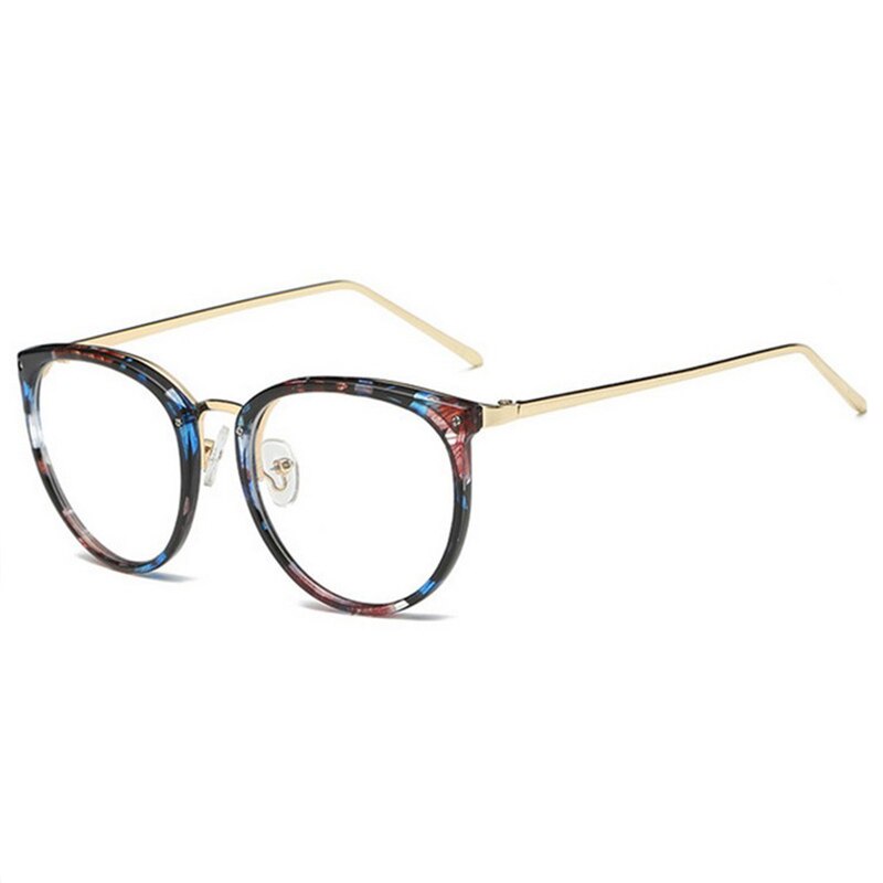 #39 optiske gjennomsiktige briller kvinner nærsynthet briller innfatning metall briller klare linser kvinners briller: Blomst