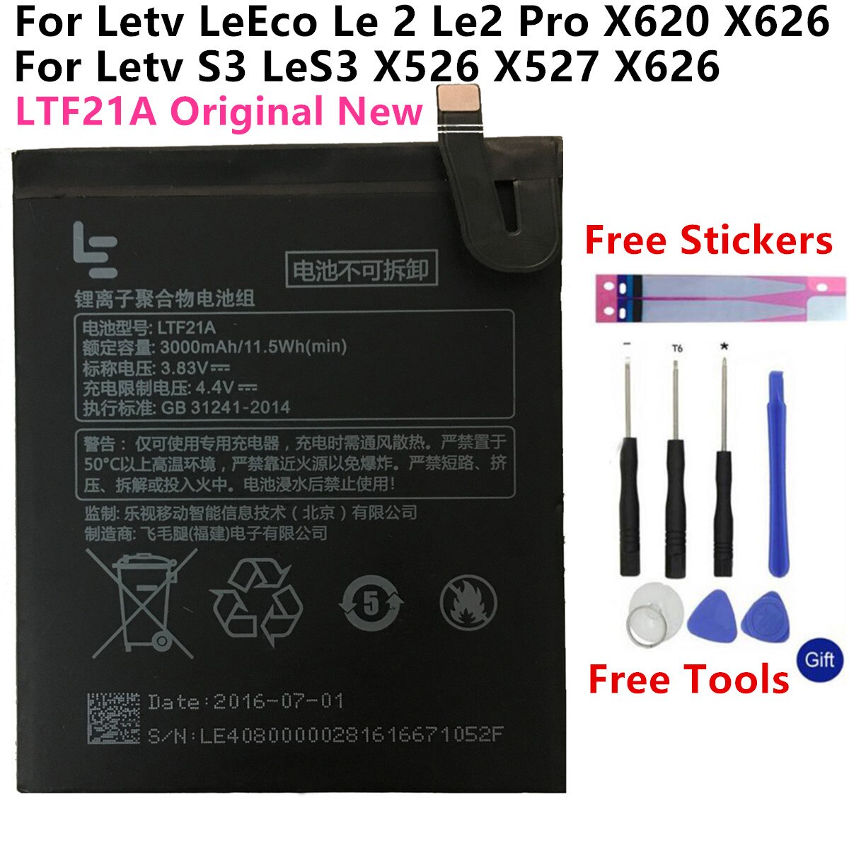 100% Originele LTF21A Batterij Voor Letv Leeco Le 2 (Pro) le 2S Le S3 X20 X626 X528 X621 X625 X25 X525 X620 X520 X522 X527 X526
