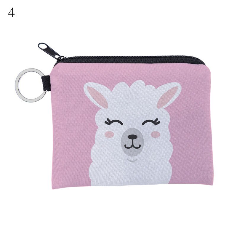 1 Pcs Unisex Cartoon Alpaca Printing Coin Purse Waterproof Small Zipper Purse Card Key Pouch Mini Square Wallet For: 4