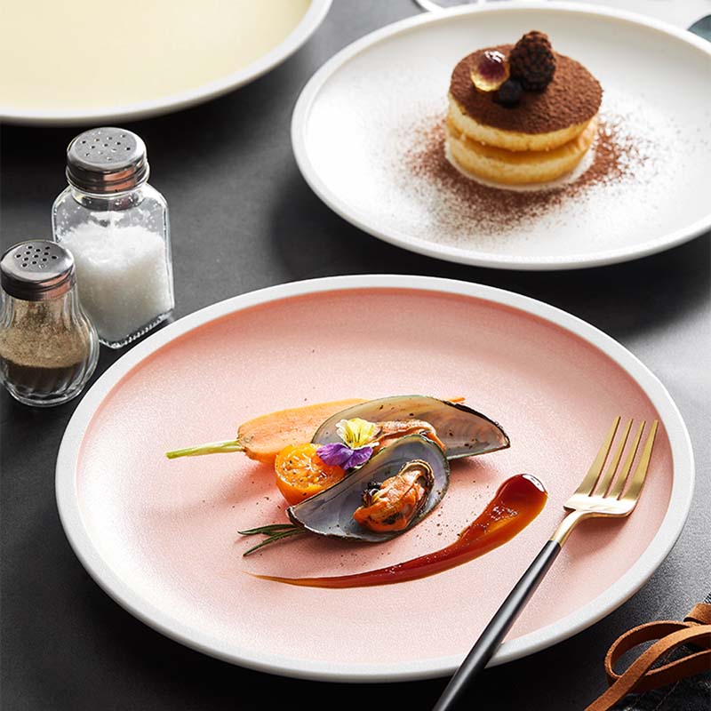 Assiette à steak et à dessert, ensemble de plats de cuisine occidentale de couleur nordique, assiette à pâtes pour restaurant de célébrité