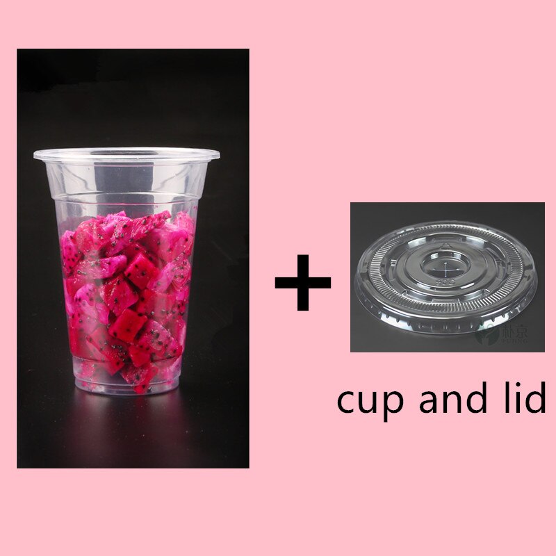 50pcs Thick transparent PP plastic cups disposable coffee cup milk tea juice beverage packaging cups with lids takeaway packages: cup and lid1 / 450ml