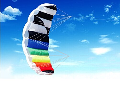 1.4 m Dual Line Parafoil Kite With Control Bar Line Power Braid Sailing Rainbow Sports Beach Good Flying