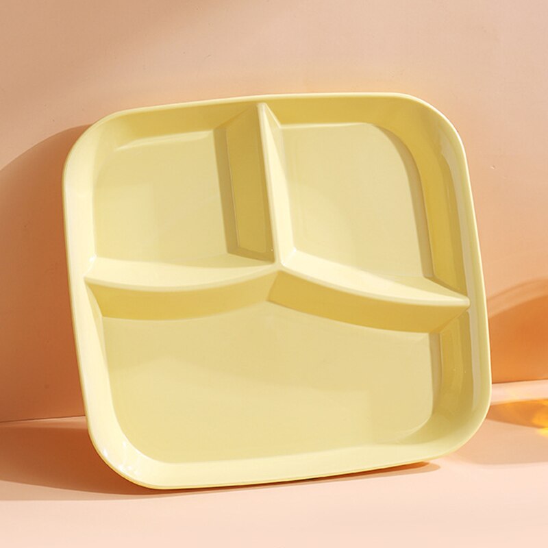 3-Grid Plates Dinner Plates Set Dinnerware Compartment Plate Serving Dishes Salad Kitchen Eco-friendly Tableware Dishwasher safe: Yellow
