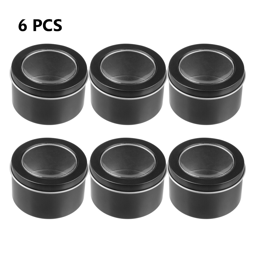 6Pcs Candle Making Tins 104ml Empty Storage Jars With Screw Lids Clear Round Container DIY Sample Jar Tinplate Arts Crafts Box: D