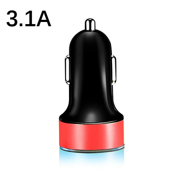 Cargador de coche USB Dual 3.1A 5V con pantalla LED cargador de coche Universal para Xiaomi Samsung S8 iPhone X 8 Plus Tablet: 3.1A-Red