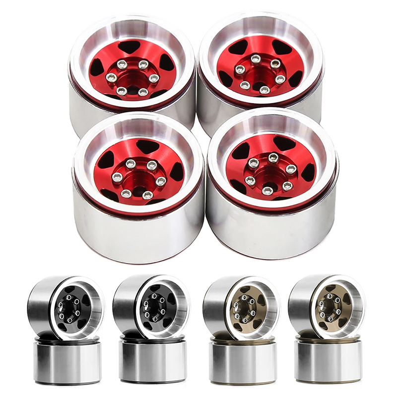 RC samochód 4szt. 1.0" metal Beadlock koło Centrum koło obręcz dla 1/18 1/24 RC Gąsienica samochód TRX4M osiowy SCX24 AX24 uaktualnić Części
