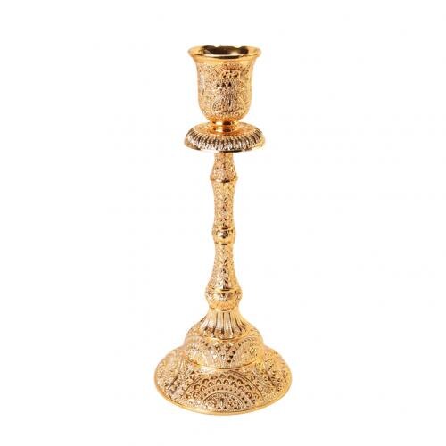Portavelas de Metal Vintage de 1/3/5 brazos, portavelas dorados, mesa, centro de mesa, palos de vela, decoraciones de boda: 1 Arm Candle Holder