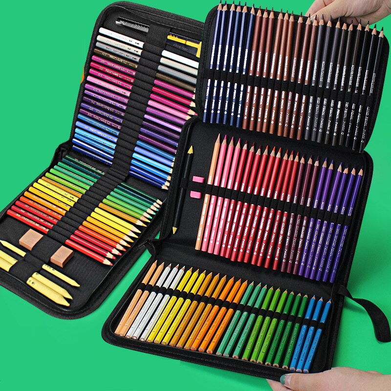 Large Black Pencil Case 36/48/72/120 Holes Folding Stationery Storage Art Markers Painting Pencil Box Bags School Office