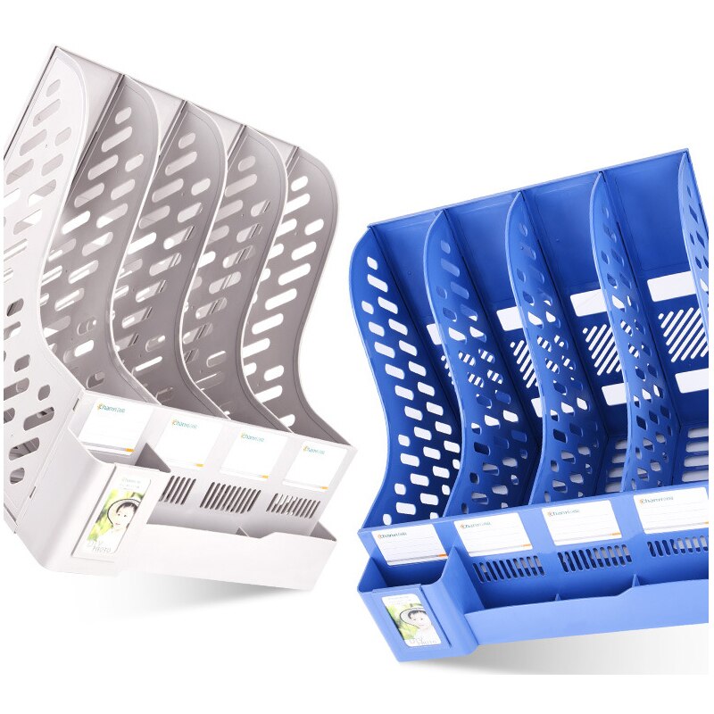 Desktop Office File Rack Thickened Data Frame Basket Plastic Storage Column Storage Management Rack with Pen Holder