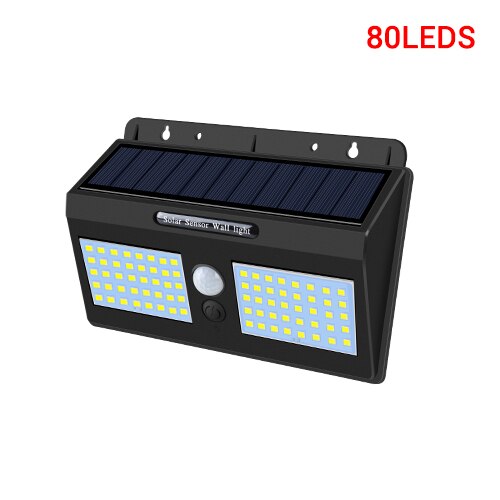 20-80 led solenergi gatubelysning rörelsesensor lampa vattentät panel pir trädgård dekoration belysning utomhus gångväg vägglampa: Stora 80 lysdioder