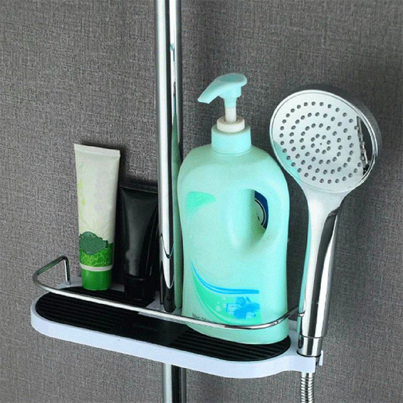 Badeværelse hylde opbevaring rack bruser hylde étagère douche shampoo holder håndklæde bakke justerbare badeværelse hylder baño