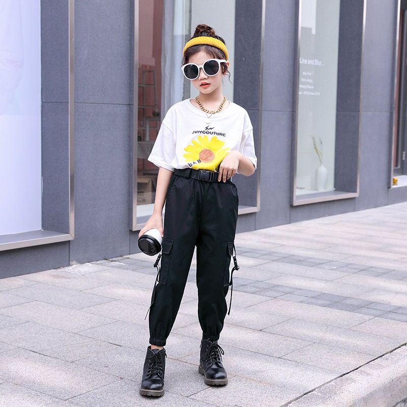 Eachin meisjes cargo broek trend kinderkleding meisjes losse broeken effen streetwear broek kinderen effen broek met zakken