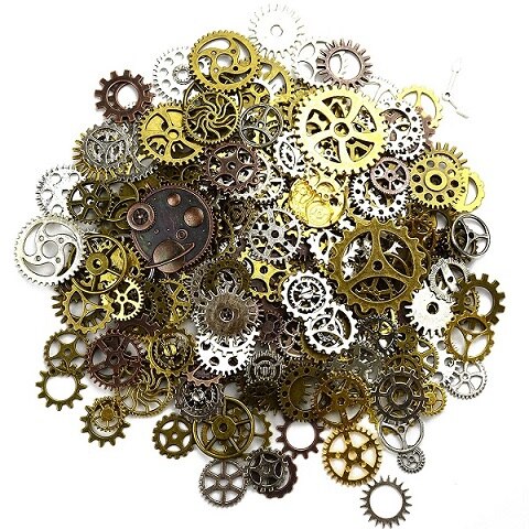 About 120g/lot DIY Jewelry Making Vintage Metal Mixed Gears Steampunk Gear Pendant Charms Bronze Bracelet Accessories