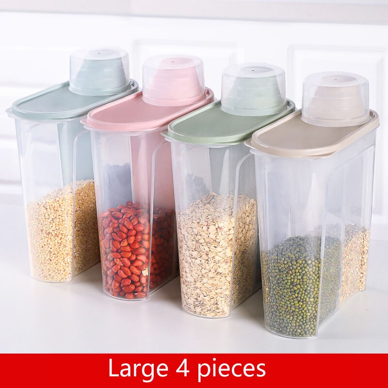 PP Food Storage Box Plastic Clear Container Set with Pour Lids Kitchen Storage Bottles Jars 67Oz~88Oz H1211: L4