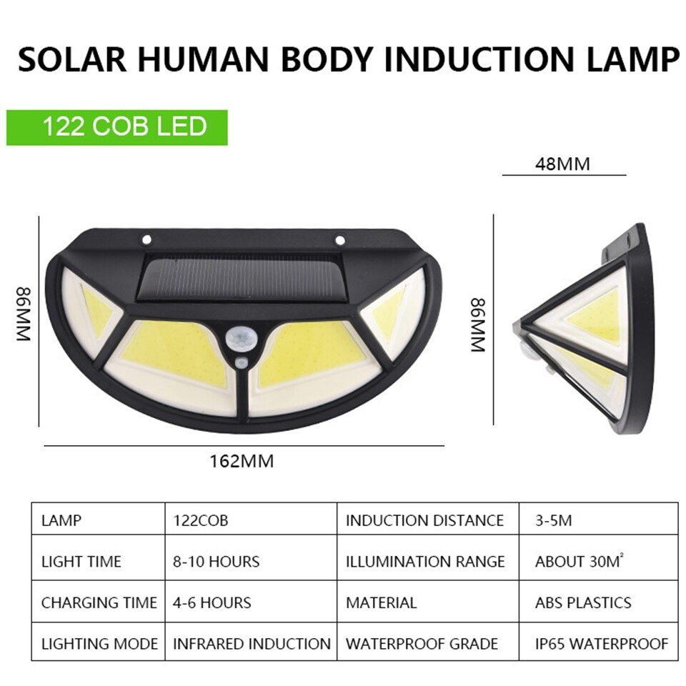 Solar PIR Sensor Street Light Outdoor Led Wall Lamp 3 Mode Motion SMD2835 102 Built in Battery Sunlight Powered Waterproof IP65