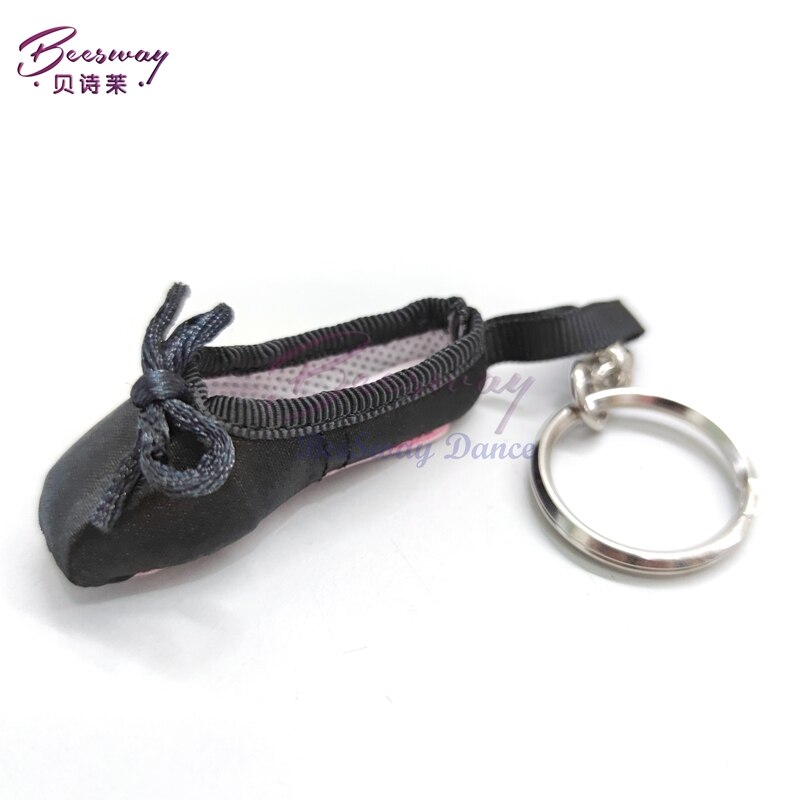 Mini danser satin ballet nøglering lilla ballet tå nøglering ballet sko nøglering dans lille værktøj til piger: Str c sort