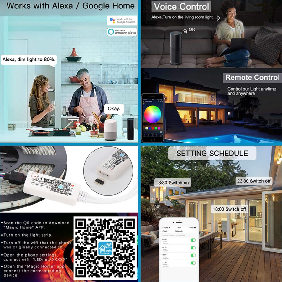 LED Wifi Controller IR Remote RGB Controller For LED Strip Lights 24 key Infrared Dimmer Work with Alexa Music Wifi Controller