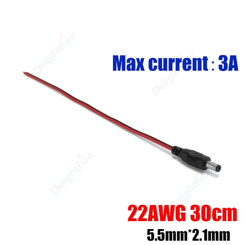 Cable de alimentación CC pelado 22 20 18 AWG macho hembra 12V adaptador conector Pigtail de repuesto para altavoz tira LED cámara CCTV