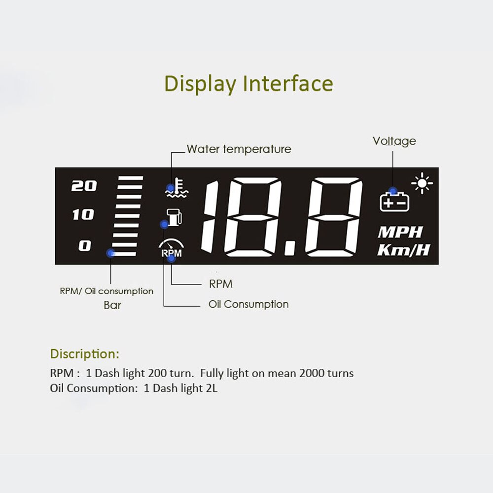 EANOP iSmart-C HUD Head-up display OBD2 Speedometer Projector Car Voltage Oil Consumption monitoring For Universal Cars