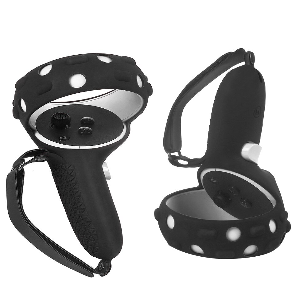 Touch Controller Grip Cover per Oculus Quest 2 Cover in Silicone impugnatura anti-lancio custodia protettiva con cinturino regolabile: black