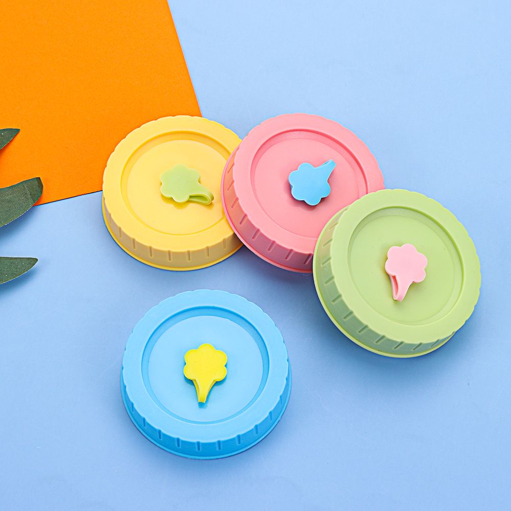 Cute Plastic Mason Jar Lids With Straw Hole Leak-Proof Jar Caps Food Storage Canning Lids Kitchen & Dining Supplies