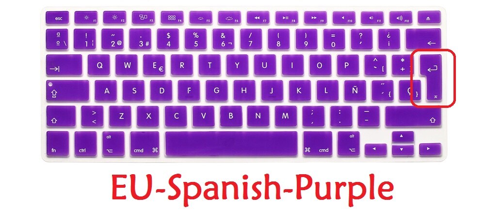 Eu Ons Spaanse Keyboard Voor Macbook Air Pro Retina 13 15 Spaans Toetsenbord Cover Silicium A1466 A1278 A1286 A1398 Toetsenbord huid: EU Purple