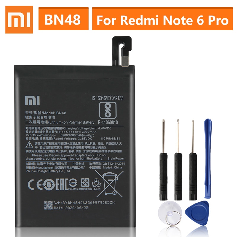 Oryginalna bateria zamienna robić Xiaomi Redmi Uwaga 6 zawodowiec Uwaga6 zawodowiec BN48 oryginalna bateria robić telefonu 4000mAh