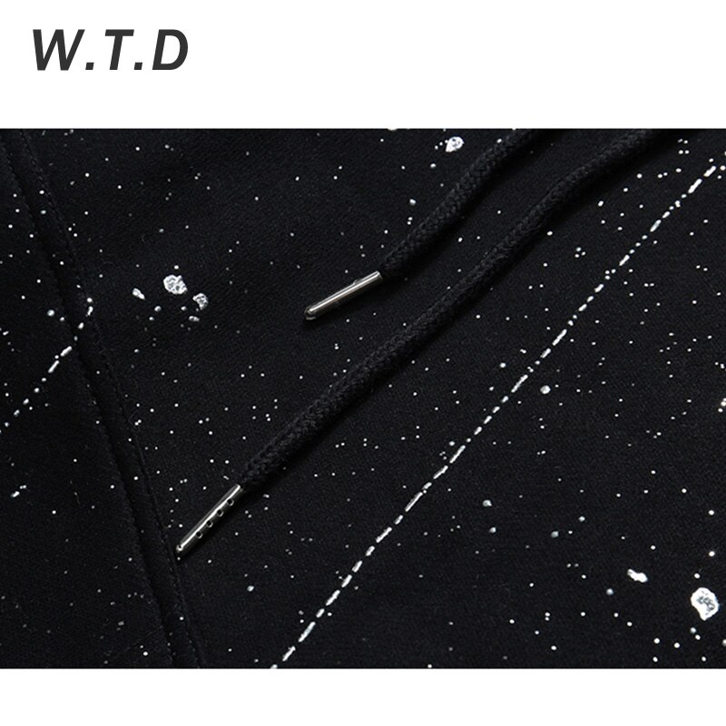 Wot.d sudadera para hombres ropa de calle cielo estrellado teñido estilo Casual hombres/mujeres Sudadera con capucha de gran tamaño hombres sudaderas