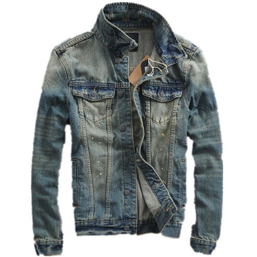 teenagers trendy men's slim clothes denim jacket students locomotive street winter Korean denim jacket male coat