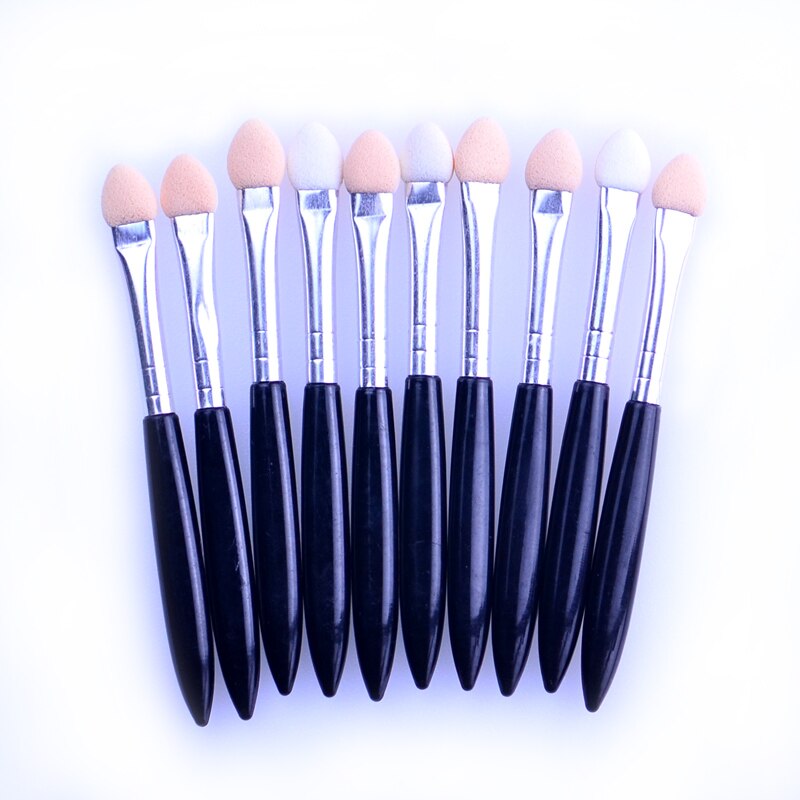 Pincel de sombra de ojos , esponja cosmética, brillo de uñas, esponja suave, delineador de ojos, aplicador para maquillaje de belleza, 10 piezas: Black
