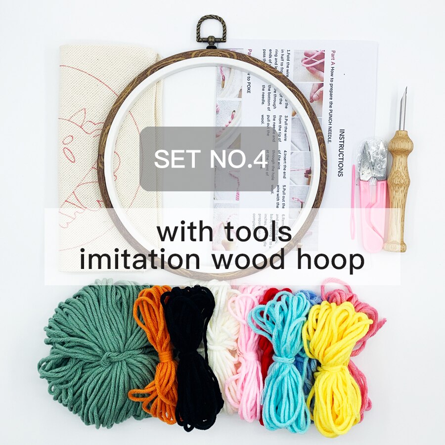 Christmas Tree Punch Needle Embroidery Kit for Beginners Easy Embroidery DIY Needlework Wool Work Home Decor Custom Embroidery: set No.4