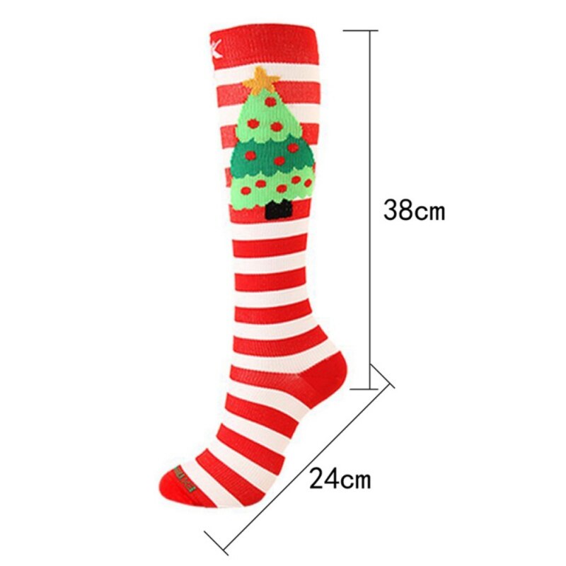 Dames heren sokken kerst compressiekousen druksokken elandenpatroon elastische kniekousen hardloopsokken