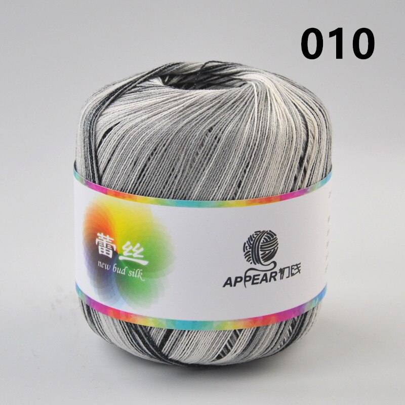 300g(50g*6 stk) bomuld metallic blonder regnbuegarn farverig tynd tråd til hækling strikning  by 1.55mm hæklenåle: 010