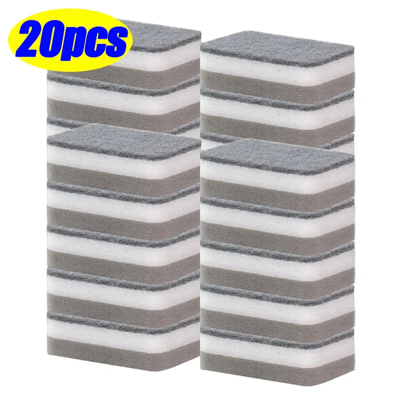 5/50PCS Magie Reinigung Schwämme Wiederverwendbare Pan Topf Geschirr Scheuer Pads Haushalt Küche Schwamm Tücher Pinsel Sauber Werkzeuge: Brown