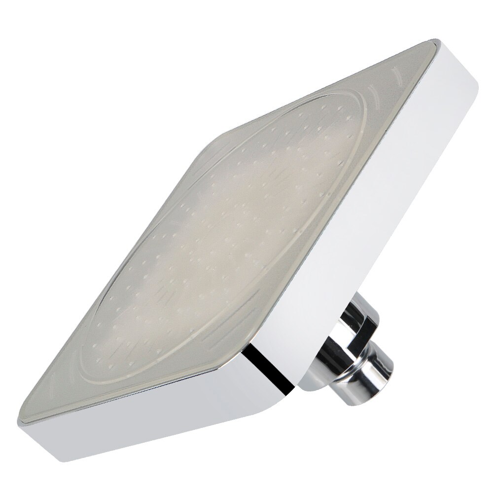 Led dusjhode regnfall topp spray firkantet fast dusjhode 7 farger gradvis skiftende 3 farger temperatursensor for bad