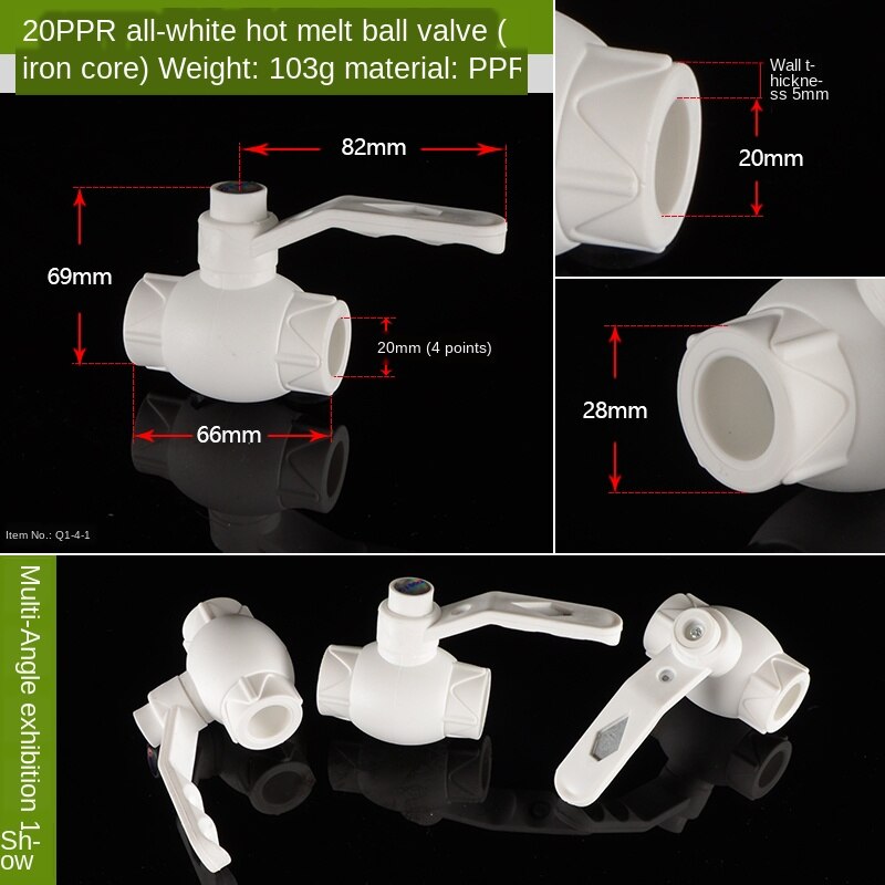 1/2 IN-20 3/4 IN-25 1 inch-32PPR melt ball valve wire wire ball valve live ball valve switch accessories thickened: 20PPR Hot melt ball