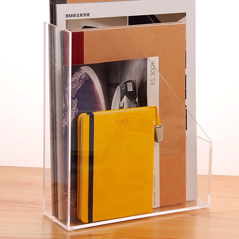 Acrylic transparent A4 single file holder desktop magazine organizer book container