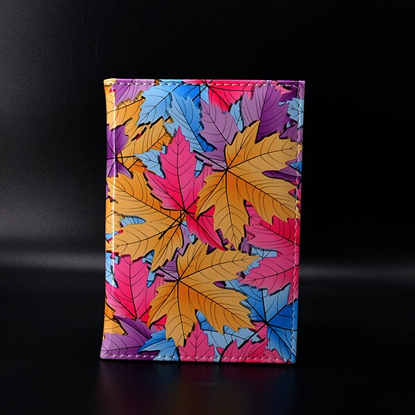 Söt lönnlöv kvinnor passfodral resor pu läderfodral för pass reseplånbok pasportskydd passportfodralhållare: Färg 1