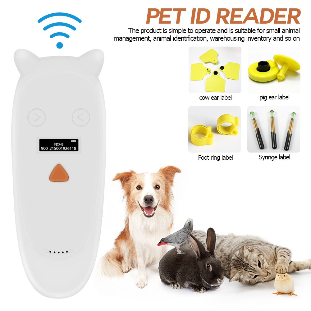 Rechargable Handheld Animal Pet ID Chip Digital Scanner Dog Cat 134.2KHz Identification Tag Card Reader Chip with OLED Display
