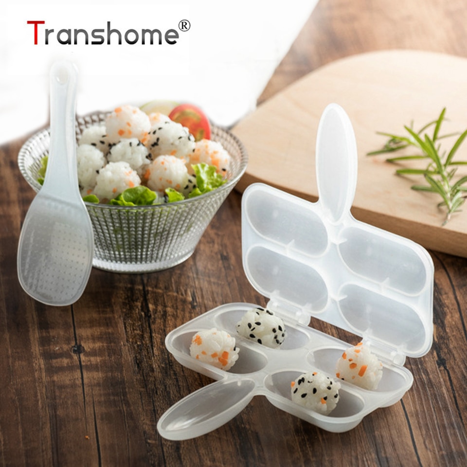 Transhome Rice Ball Mold Sushi Molds 2Pcs/Set Shake The Rice Ball Mold Sushi Tools Onigiri Rice Mold Kitchen Sushi Making Tools