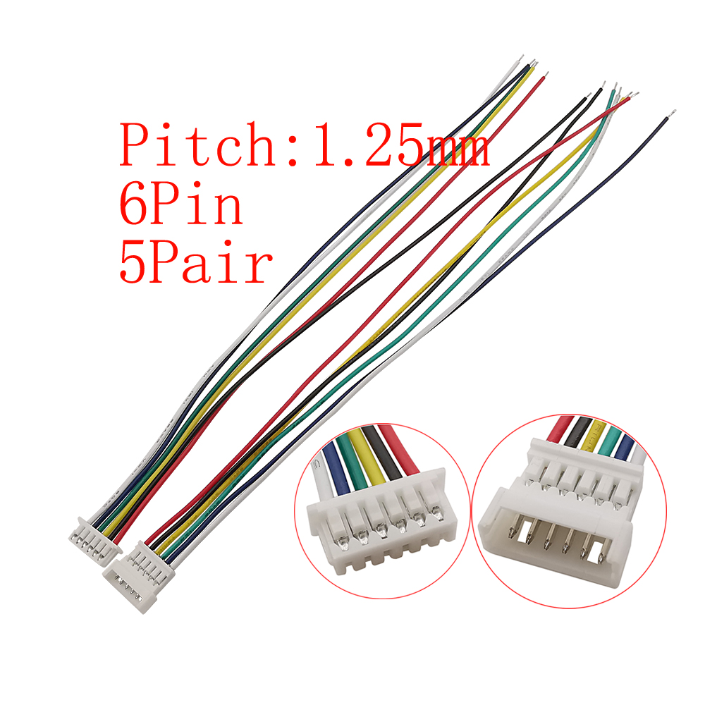 10Pcs Mini Micro JST 1.25mm Pitch Male / Female Connector 2/3/4/5/6 Pin Plug With Terminal Wires Cables Socket 150MM 28AWG: green