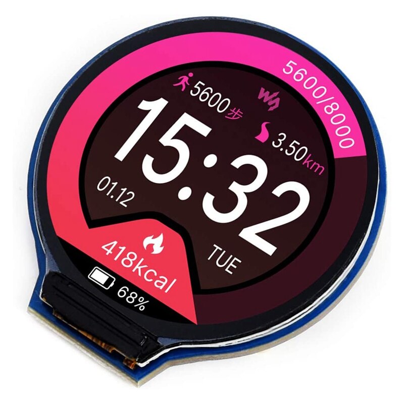 Écran LCD rond de 1.28 pouces, Module de Communication SPI GC9A01, rvb 65K, Support de couleur Raspberry