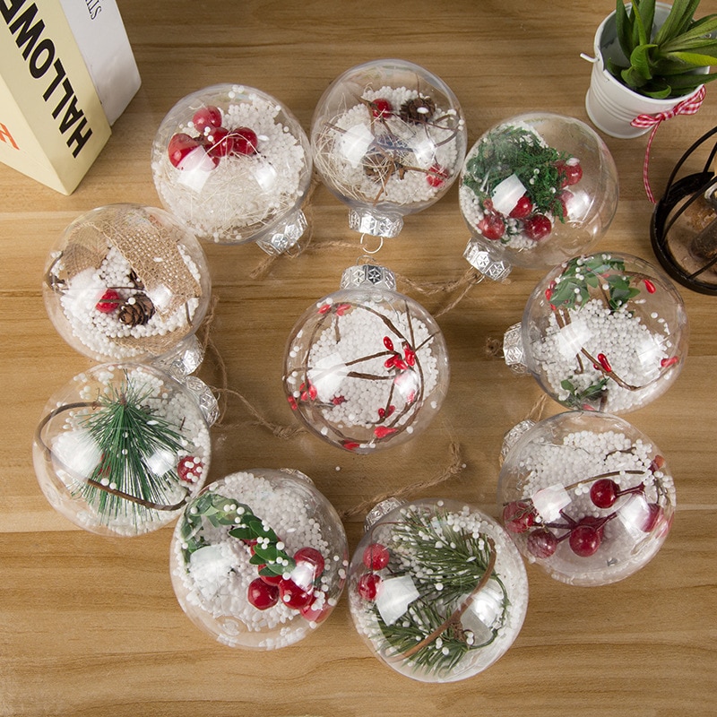 Gennemsigtige julekugler plastik klar gør-det-selv hængende kugle bauble ornamenter julepynt til hjemmet juletræ indretning