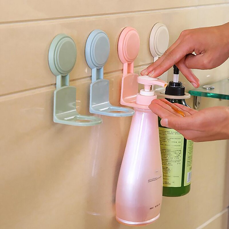 Plastic Wall Mount Soap Shower Gel Dispenser Bottle Hanging Hook Rack Hand Sanitizer Holder Bathroom Kitchen Organizer No Drill