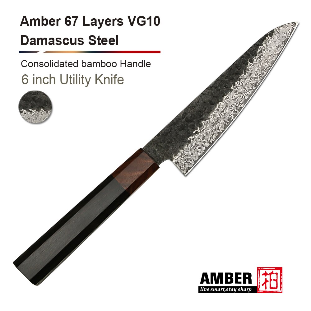 Bärnsten  vg10 damaskus konsoliderat bambuhandtag smideshammare damaskuskniv 8 tum japansk nakiri kockkniv 67 lager: Dms -282 verktyg