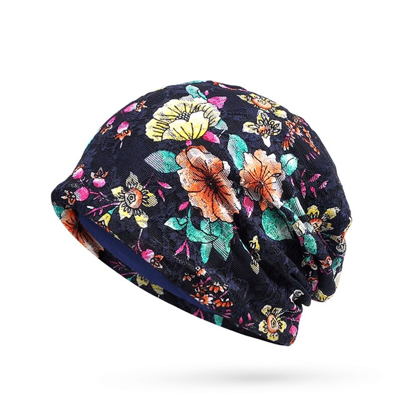 Women Beanies Cap Scarf Printed Sunshade Breathable Elastic Cotton Hat Neck Warmer Headwear Recommend