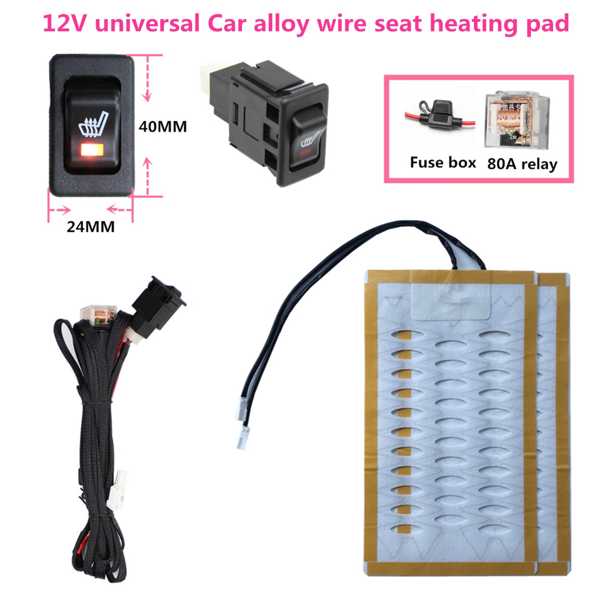12V Universele Autostoel Verwarmd Pad Legering Draad Auto Stoelverwarming Verwarming Seat Cover Mat Winter Warmer Met Rock schakelaar