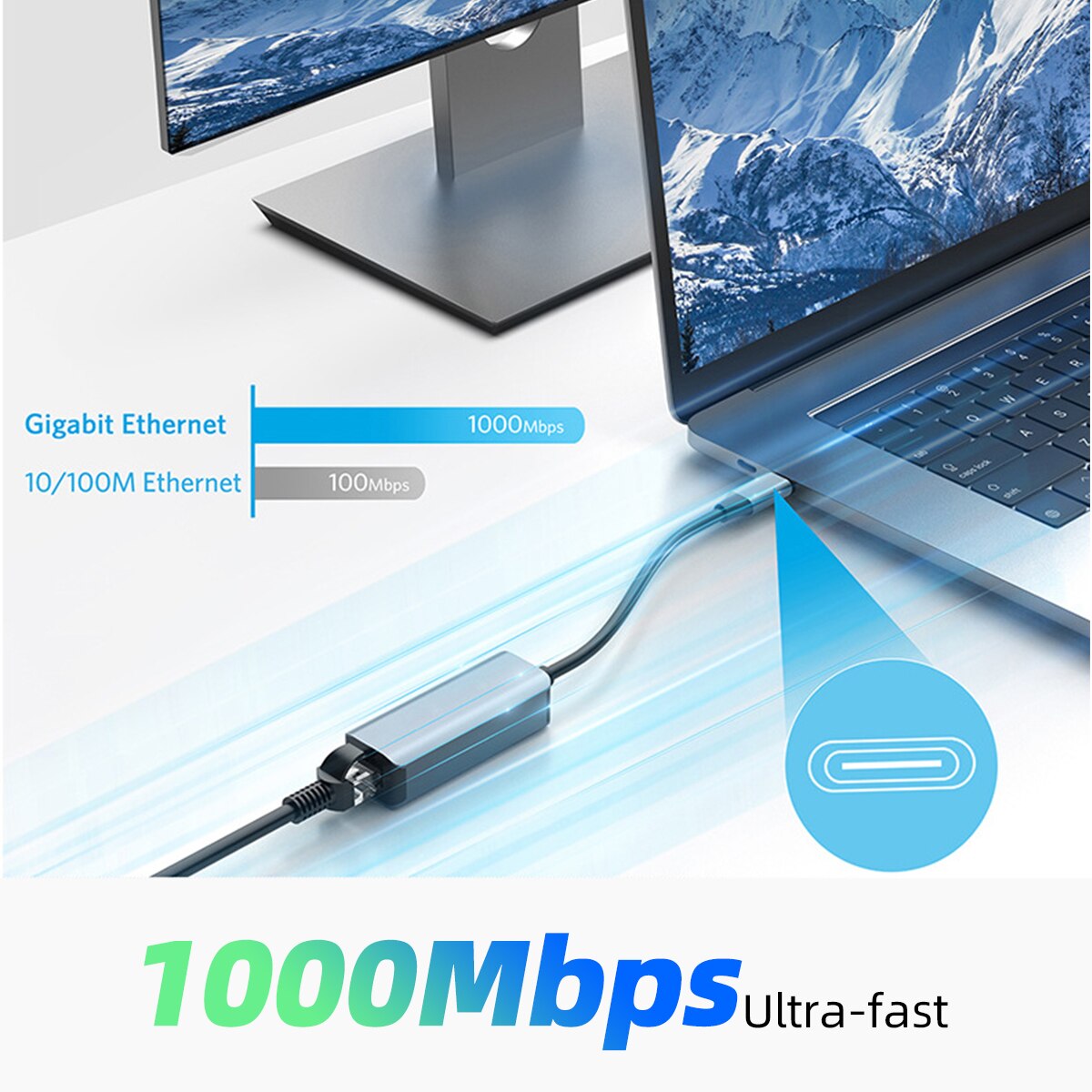 1000Mbps Usb C Ethernet Network Adapter Usb Naar RJ45 Ethernet Adapter Voor Macbook Samsung S20 Laptop Usb Ethernet Netwerk kaart