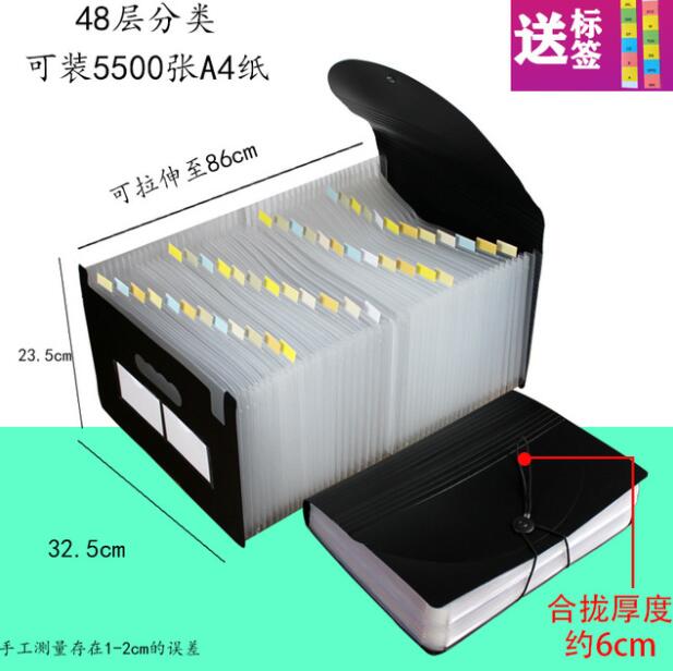 Expanding A4 File Holder Office Supplies Plastic Rainbows Organizer A4 Letter Size Portable Documents Holder Desk Storage: 48 White Cover