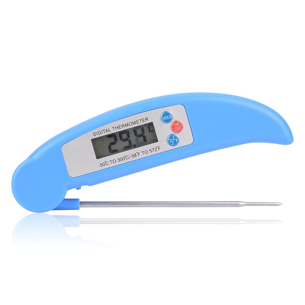 Madlavning bbq stick digital foldesonde grill termometer køkken elektronisk sonde ovn termometer bbq værktøj 4 farver: Blå